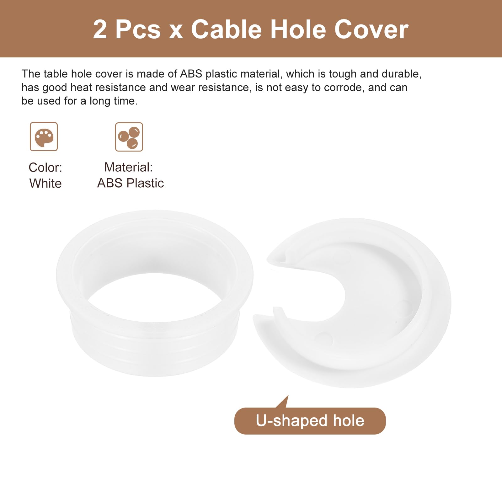 QUARKZMAN Copertura per Foro del Cavo, 2 Pezzi 45mm/1-3/4 Pollici Copertura per Foro del Cavo in ABS per Organizzatore di Cavi da Scrivania per Ufficio, Bianco