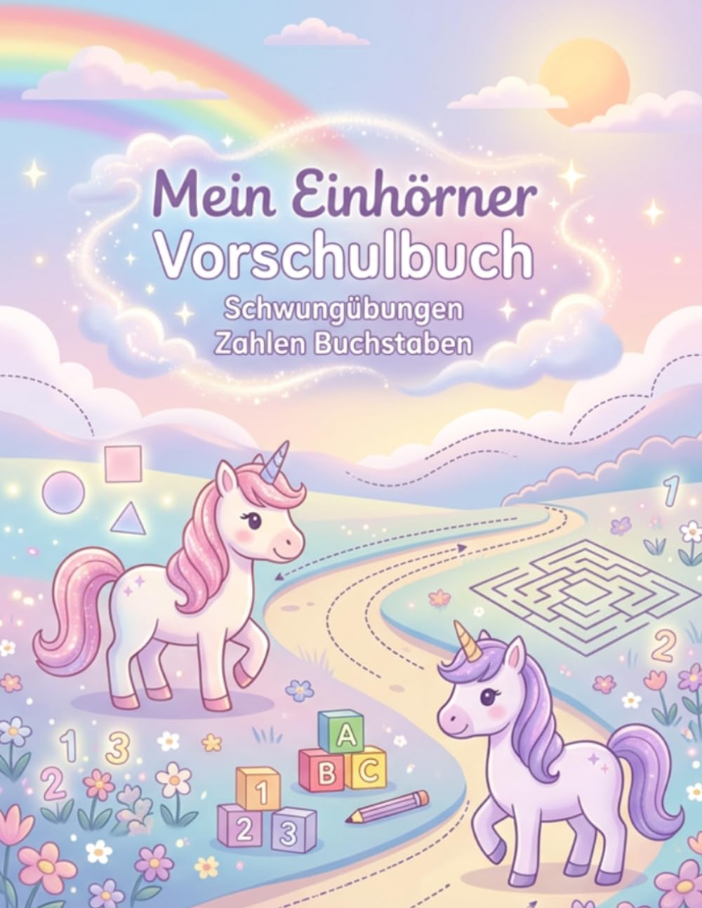Einhorn Vorschulbuch ab 4 Jahren: Spielerisch lernen mit Einhörnern – Ausmalen, Rätsel und Nachspuren zur Förderung von Konzentration und Feinmotorik