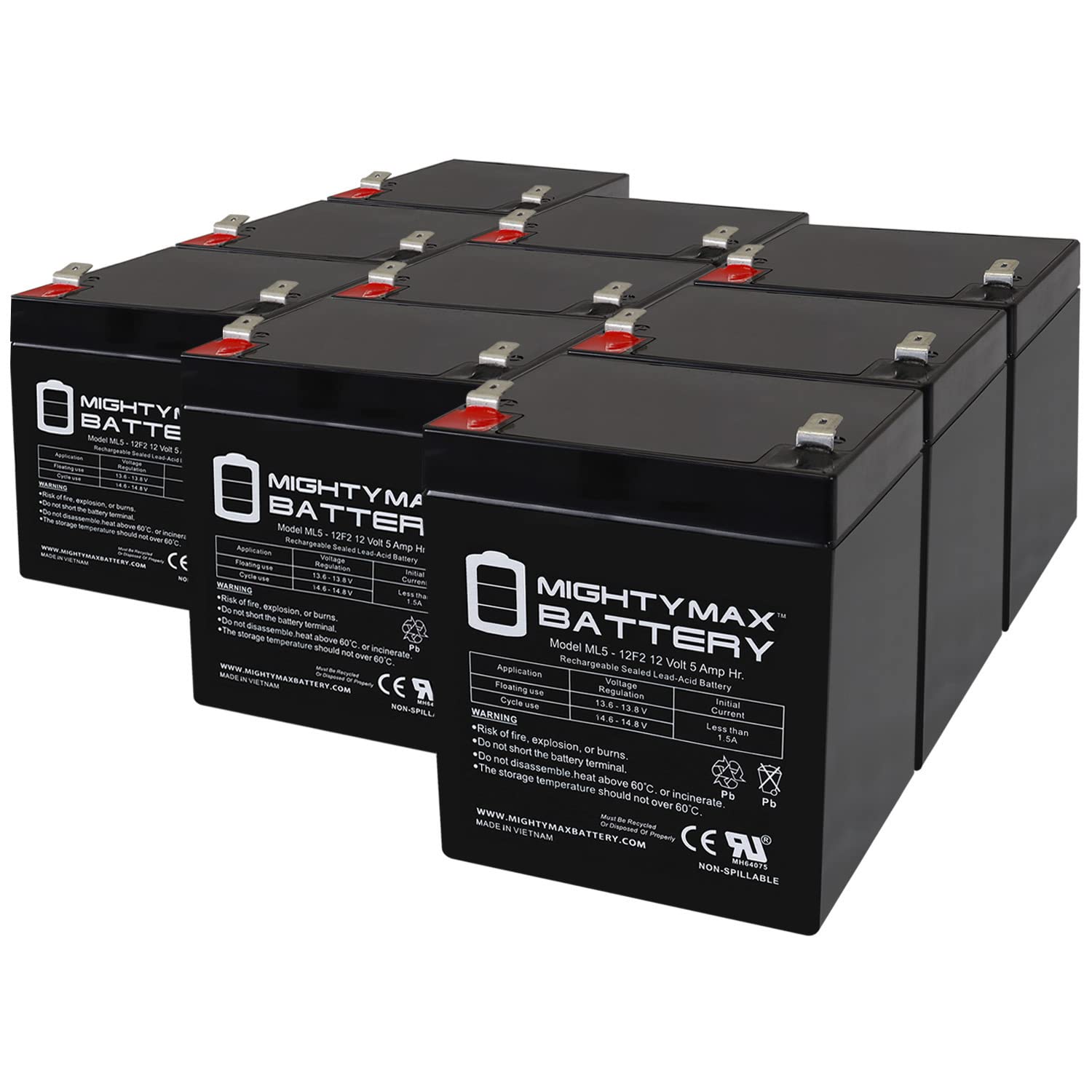 Mighty Max Battery12V 5Ah F2 SLA Replacement Battery for Telong TL1245B F2-9 Pack