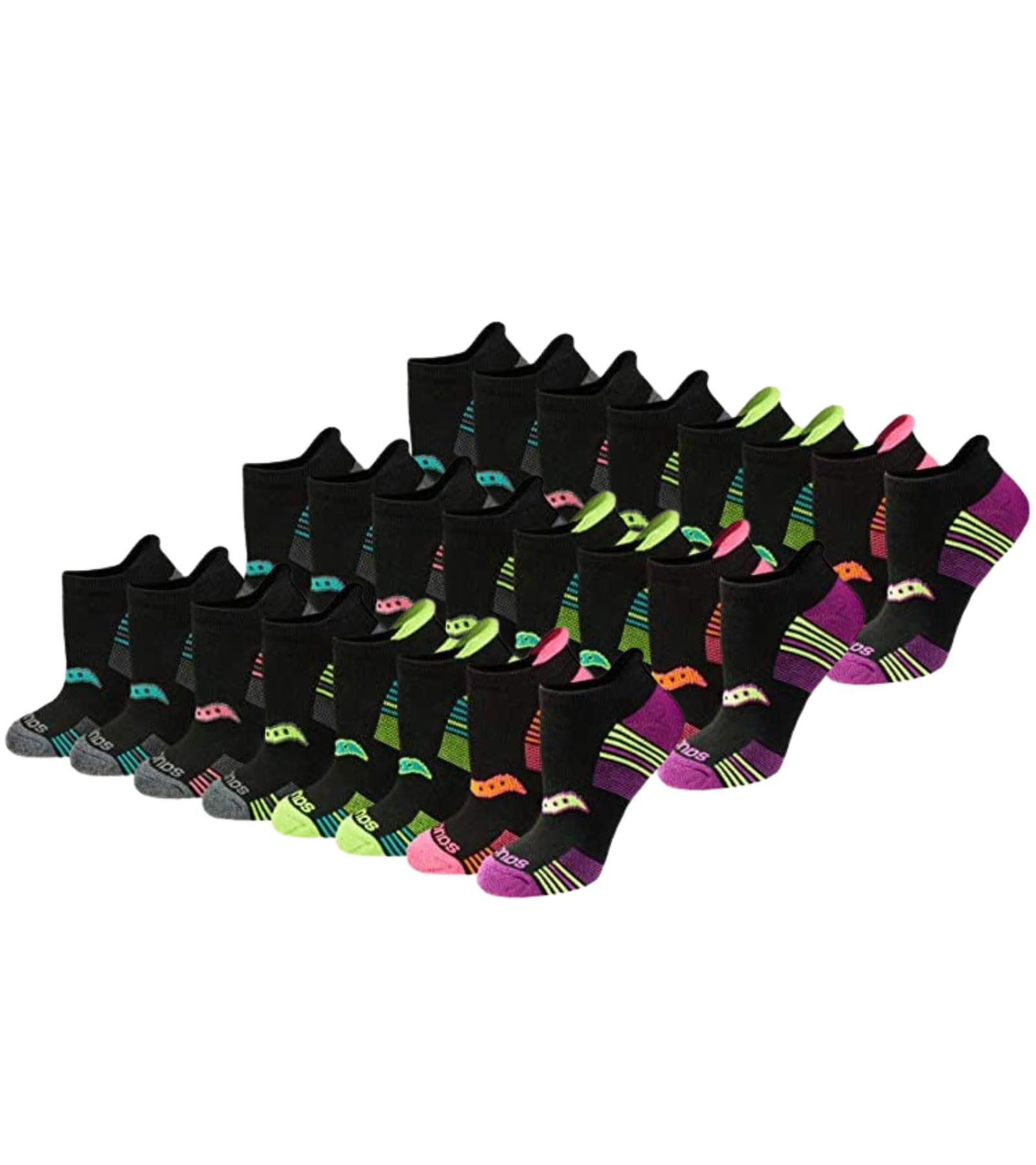 Saucony Damskie skarpety do biegania (zestaw 8 sztuk), Czarny, posortowany (24 pary), L