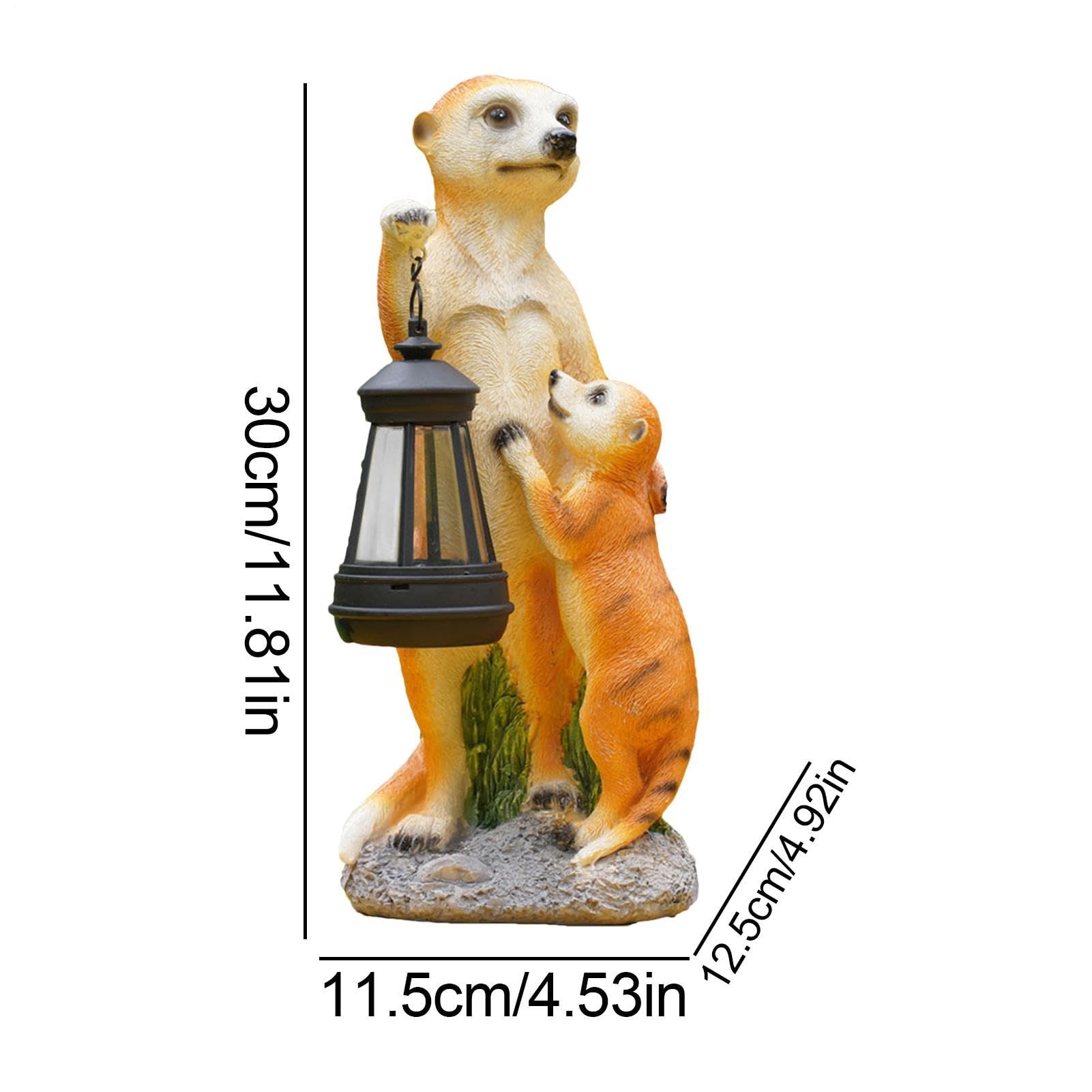 Generico Statuetta di Suricato Arredo Giardino Per Esterni | Scultura d'Arte di Mamma Suricato e Piccoli con Luce Solare Figurina Da Collezione Decorazione Animale Per Balcone Cortile