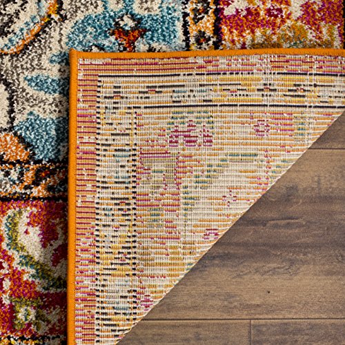 Safavieh Boho Chic Rug for Living Room Dining Room, Bedroom - Monaco Collection, Short Pile, Orange and Light Blue, 24 x 36 Inches - Image 4