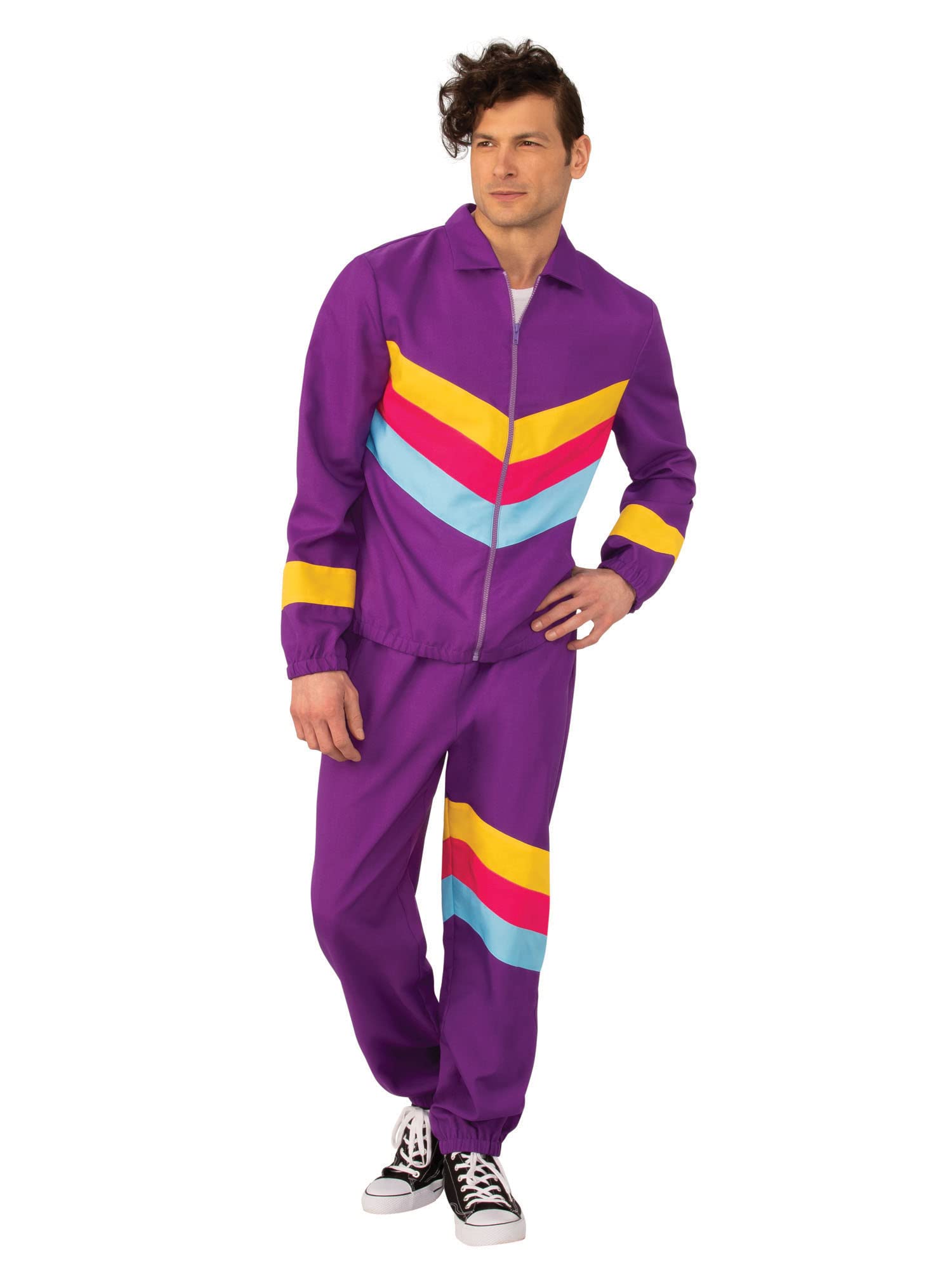 Adult Purple Shell Suit Male Costume Set (Extra Large) - Vibrant Design, Perfect for 80's Retro Parties, Themed Events, Dance Performances, & More Halloween Halloween