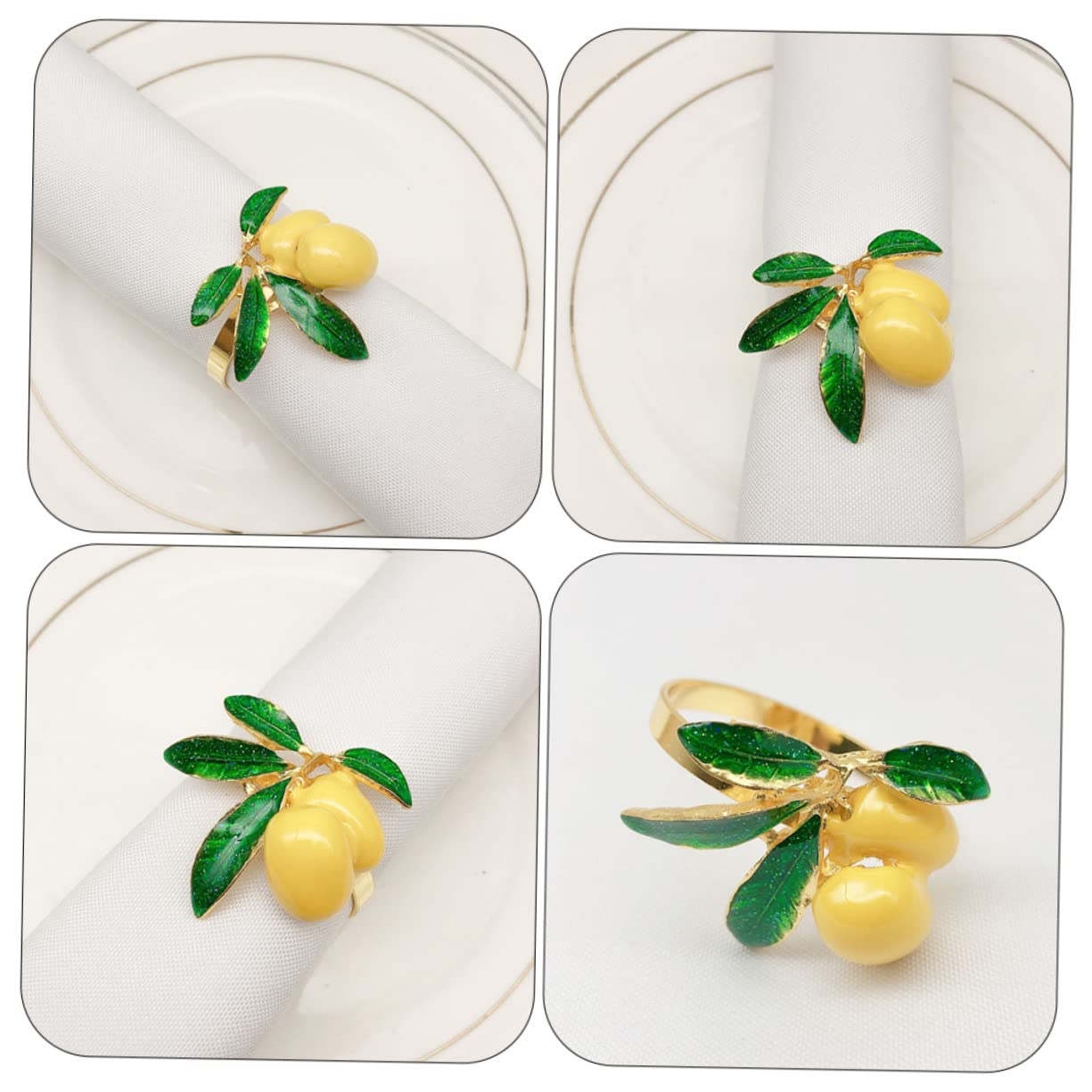 Cabilock 4 Set Portatovaglioli Al Decorazione Casa Home Decoration Festina Ospiti El Party Porta Titolari Portatovaglioli Domestici Portatovagliolo Metallo Yellow 6 Pezzi * 4