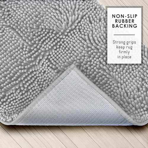 Hearth & Harbor Bathroom Rugs, Chenille Bath Mat - Machine Washable Bath Mats for Bathroom Non-Slip Backing Rubber, Quick Dry Bathroom Mat - Silver 24x36 by Hearth & Harbor - Image 5
