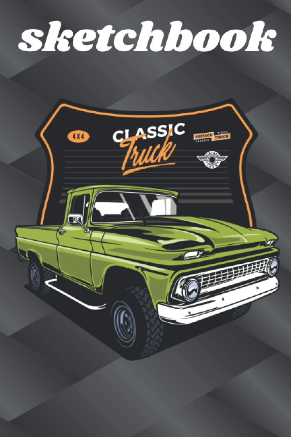 Sketchbook glassic fruch car: Best blank white pages with premium art paint multicolor cover for painting, drawing, writing, sketching and doodling, wide papers boys, girls, fathers, mothers, children