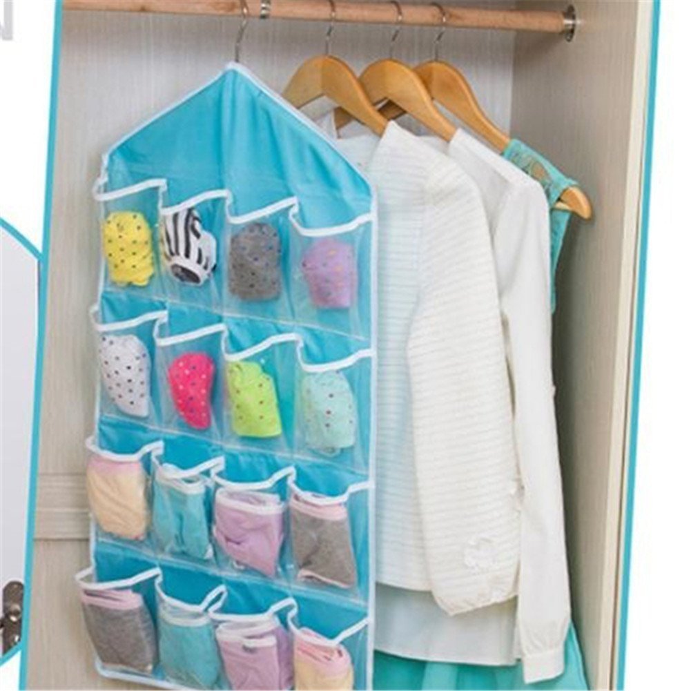 Bluelans Bluelans® 16 Pockets Door Hanging Wardrobe Storage Bag For Socks Shoes Toys Jewelry Bra Underwear Pocket Bag Rack Hanger Closet Tidy Organiser