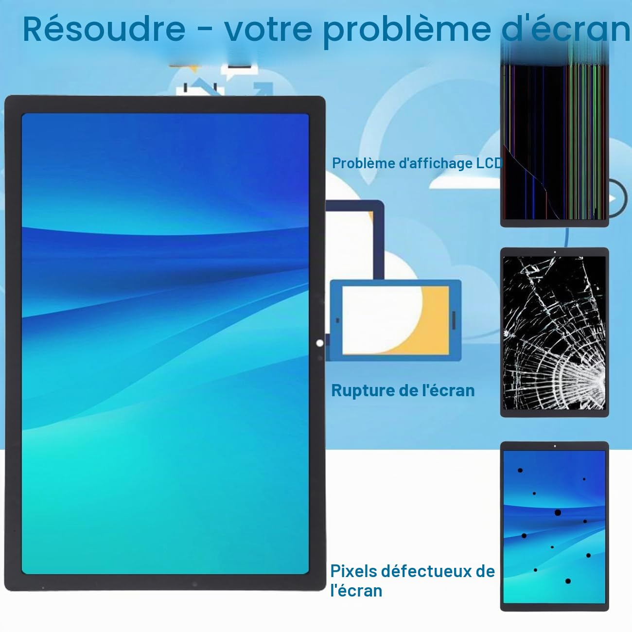 Écran pour Samsung Tab A8 10.5 2021 X200 X205 Noir | avec Kit de réparation，TFT LCD，Affichage HD，Remplacement d'écran
