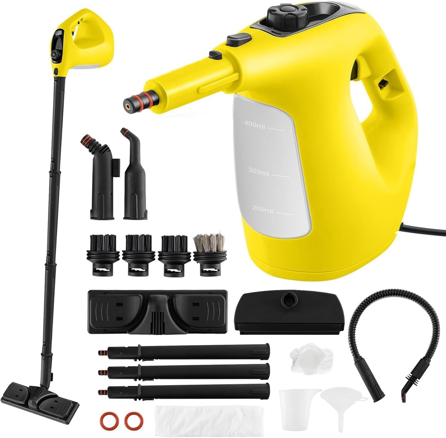 RELAX4LIFE Dampfreiniger, 1500W & 400ml, Dampfreiniger Handgerät Chemiefrei, tragbarer Dampfreiniger für alles mit 13 Zubehörteilen, Hand Steam Cleaner für Boden, Polstermöbel, Auto, Küche, Bad (Gelb)