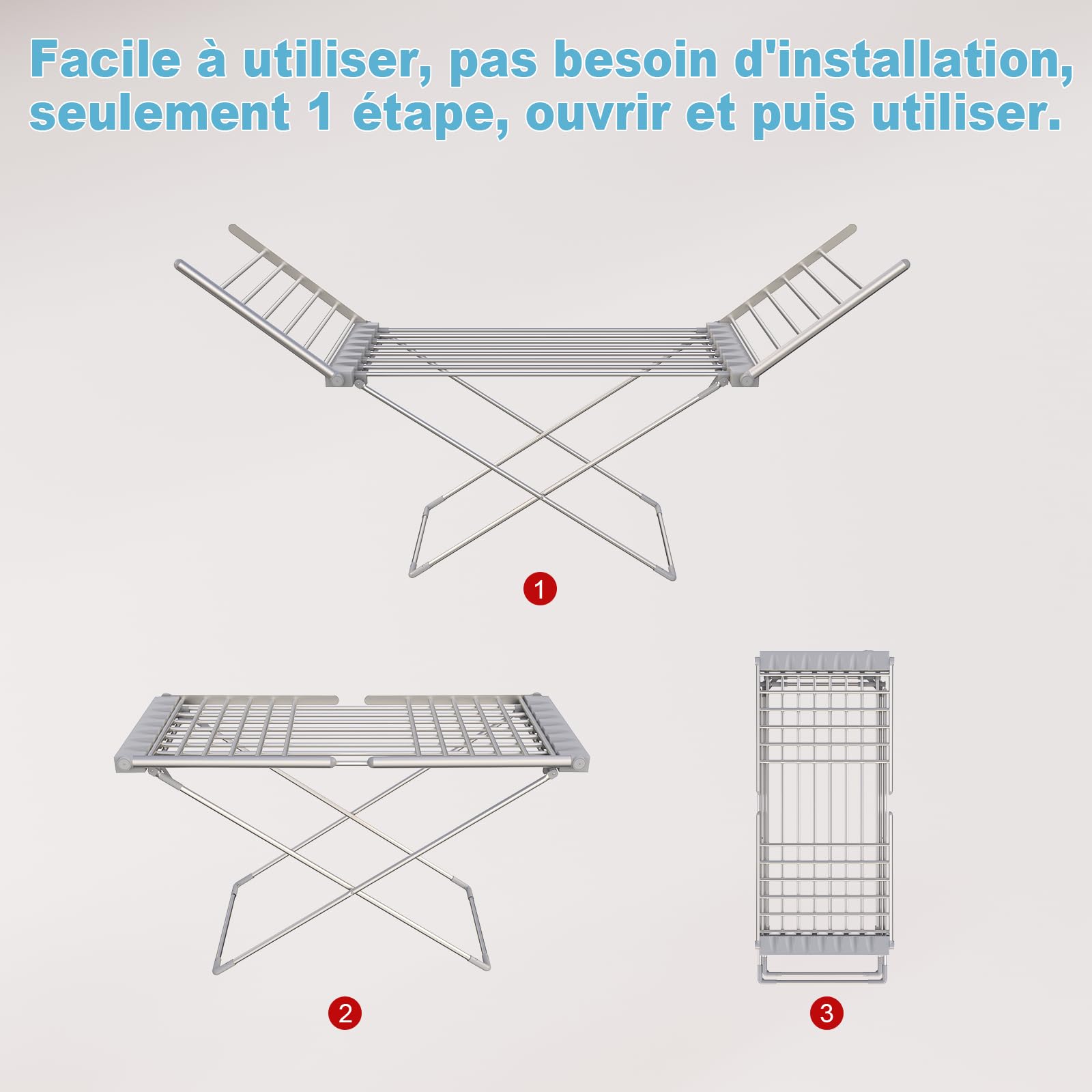 Innotic Séchoir à Linge Chauffant Electrique Pliable 230W