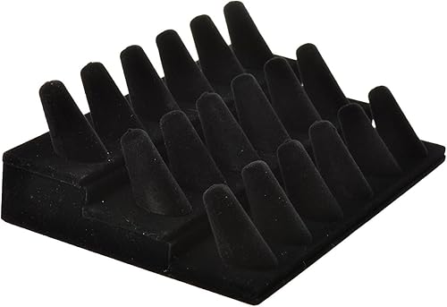Miniatura 2 de Bocar Soporte organizador de terciopelo negro para exhibir anillo de dedo contador de almacenamiento de joyas (18JZZ)