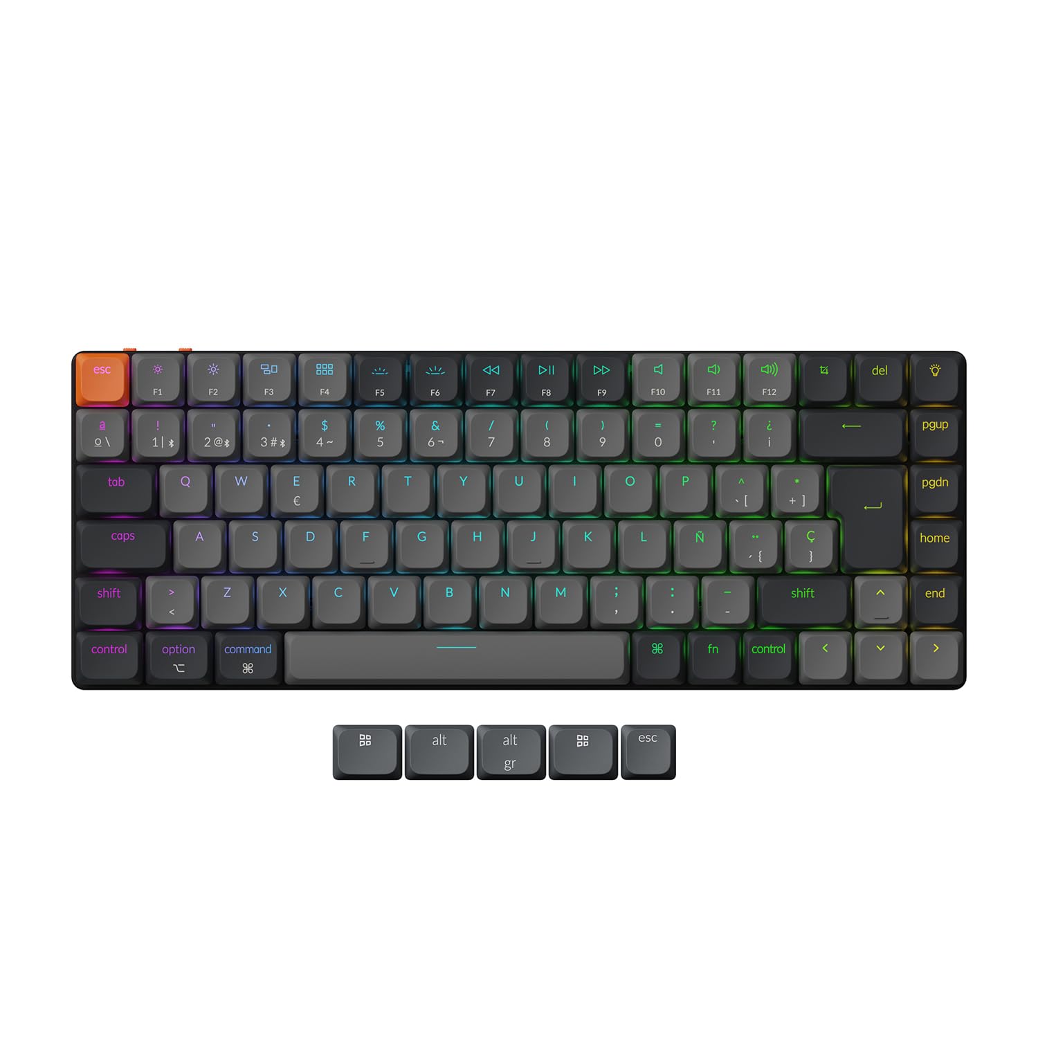 Keychron K3 QMK Ultra-Thin Wireless Mechanical Keyboard, 75% Banana Hot-Swappable Switches Design, Rechargeable RGB LED Backlight, Bluetooth for Mac/Windows, ES Layout - Version 3
