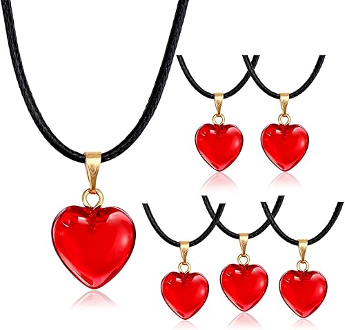 Omlisca Regalos para el día de San Valentín, paquete de 12 collares con dije en forma de corazón rojo, regalos de fiesta de cumpleaños, bolsas de