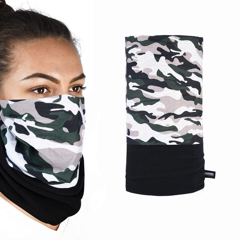 Oxford Snug Favourite Bike Scarf with Lower Polar Fleece - Black/Camouflage One Size
