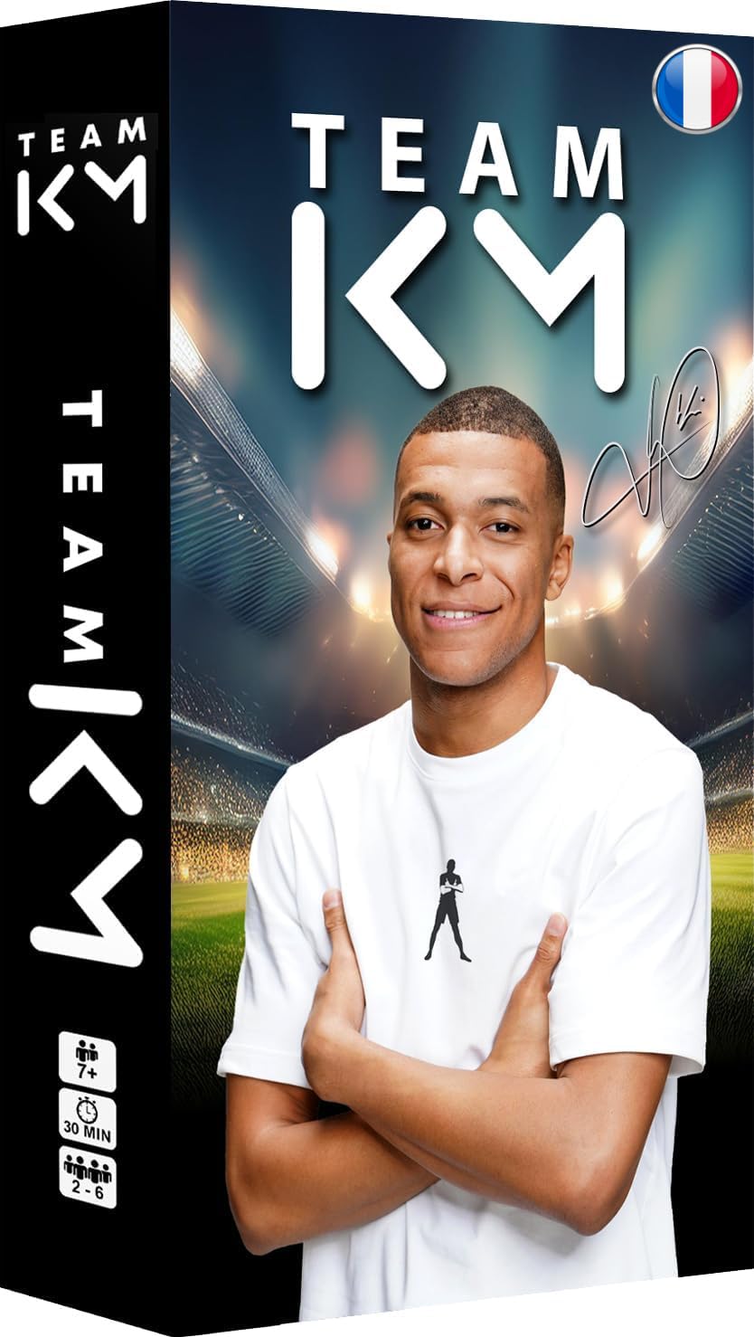 Asmodee – Team KM Be in The Game – Jeu de Cartes Football Kylian Mbappé – Jeu de Société Famille et Enfants dès 7 Ans – 2 à 6 Joueurs – Match de Foot Stratégique – 30 Min - Version Française