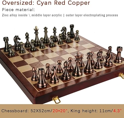 Miniatura 7 de Juego de ajedrez grande único para adultos y niños, tablero de ajedrez de madera con piezas de ajedrez de metal con peso de madera para torneo,