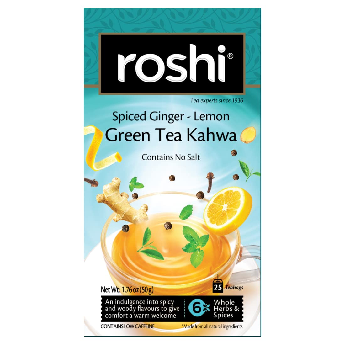 Roshi Green Tea Kahwa 25 Teabags Detox Desi Kahwa Green tea with