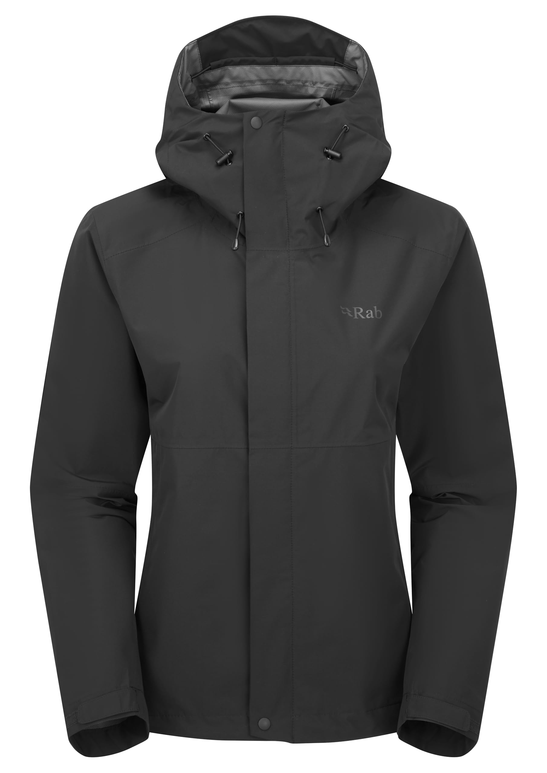 Rab Women's Downpour Jacket - Lightweight Waterproof Hooded Coat for Hiking & Trekking - Black - 12