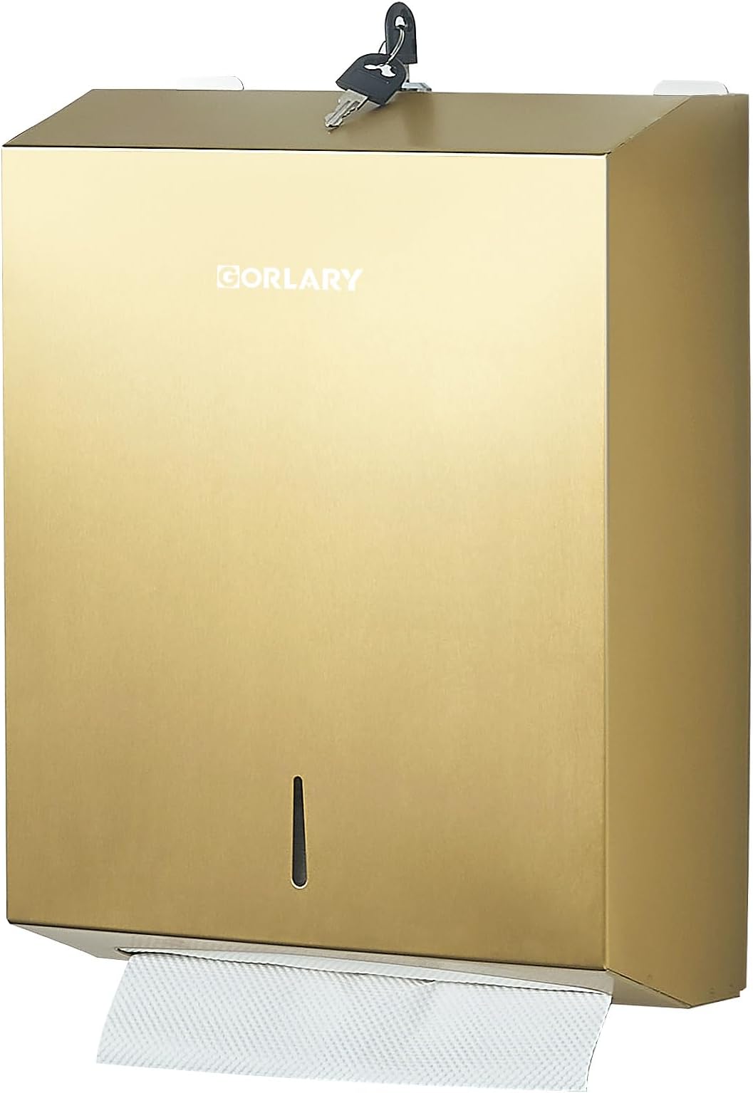 Gorlary Paper Towel Dispenser Wall Mount Commercial c-fold/Multi-fold/Tri-fold, Touchless Hand Towel Dispenser with Lock(gold)