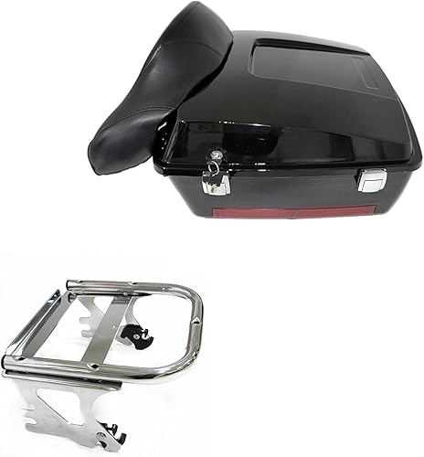 ECOTRIC Tour Pack - Rack de dos piezas compatible con Harley Touring Street Glide Road King Electra Glide 1997-2008 con respaldo negro