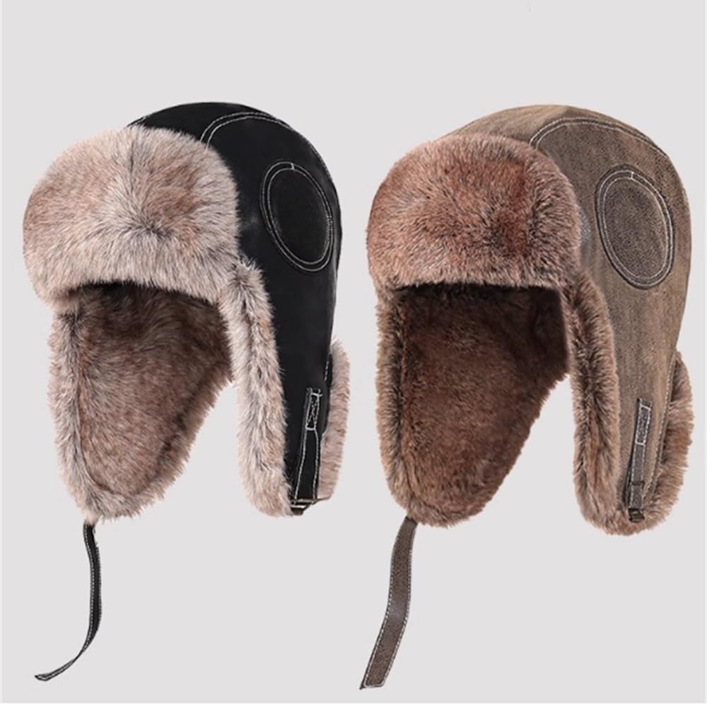 Warm Mens Winter Hat Men's Thickened Ear Protection Warm Windproof Snow Cotton Cap for Outdoor Cold Weather