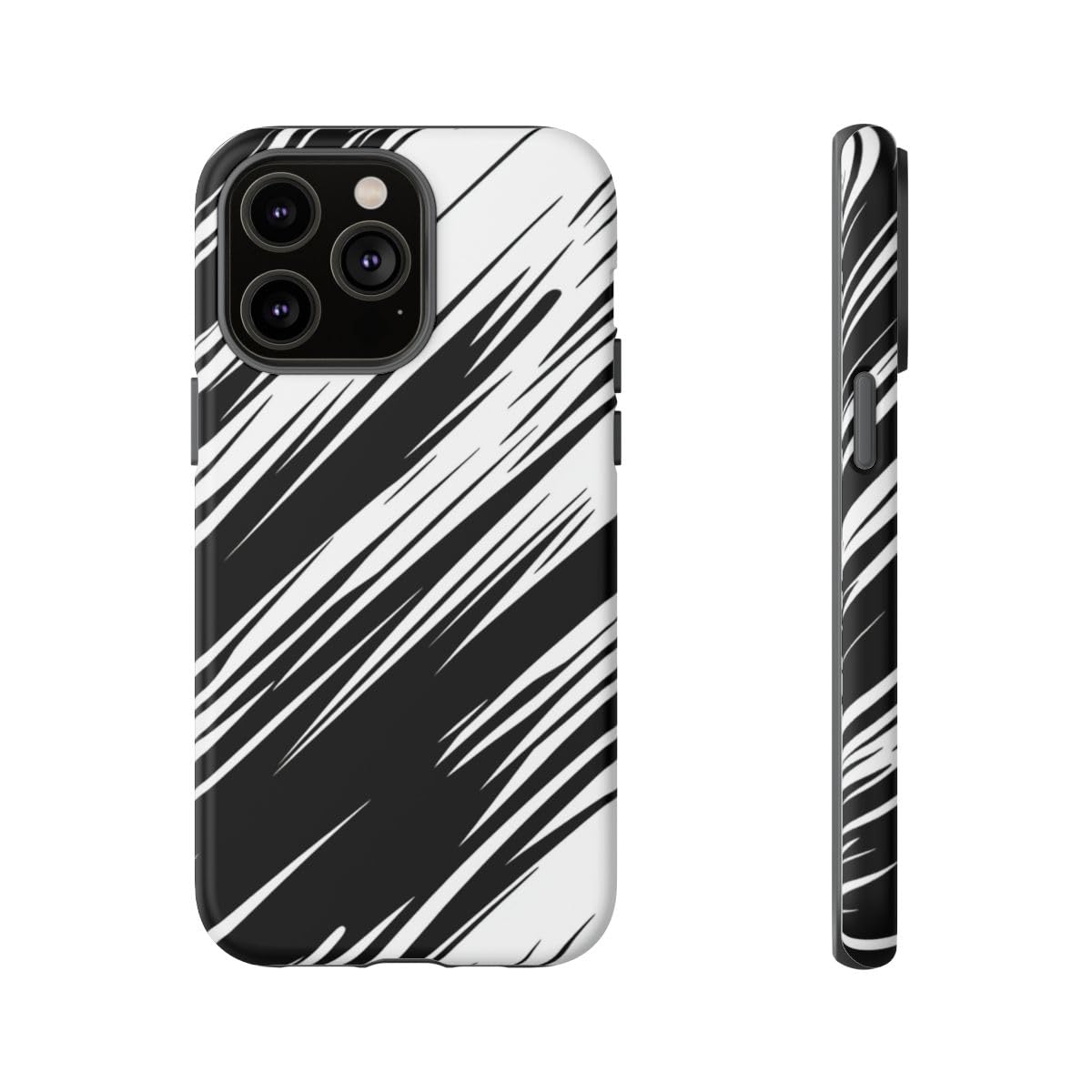 Coque iPhone 14 Pro Max rigide mate noire blanche motif Speedlines graphique - 5