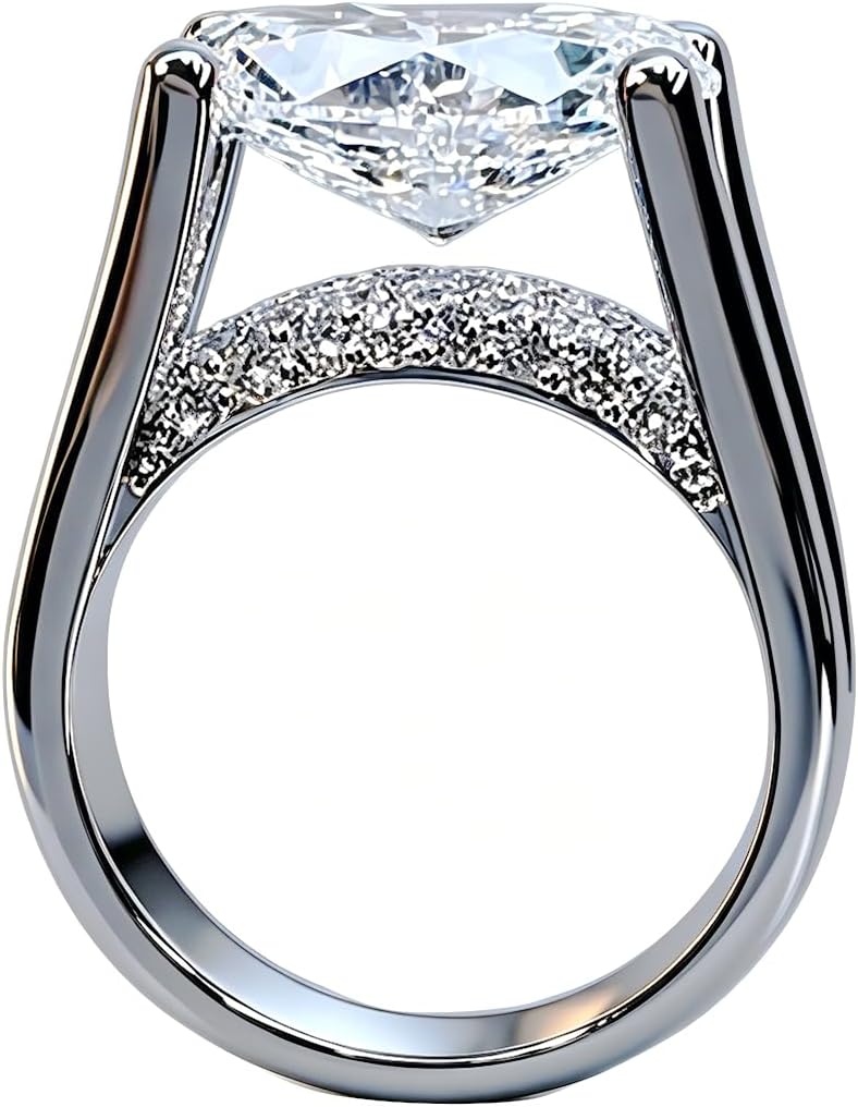 5ct Solitaire Oval Cut Engagement Ring for Women 925 Sterling Silver Plated Simulated Wedding Promise Anniversary Rings CZ Band Cubic Zirconia Statement Simulated Diamond Ring for Her Size 8