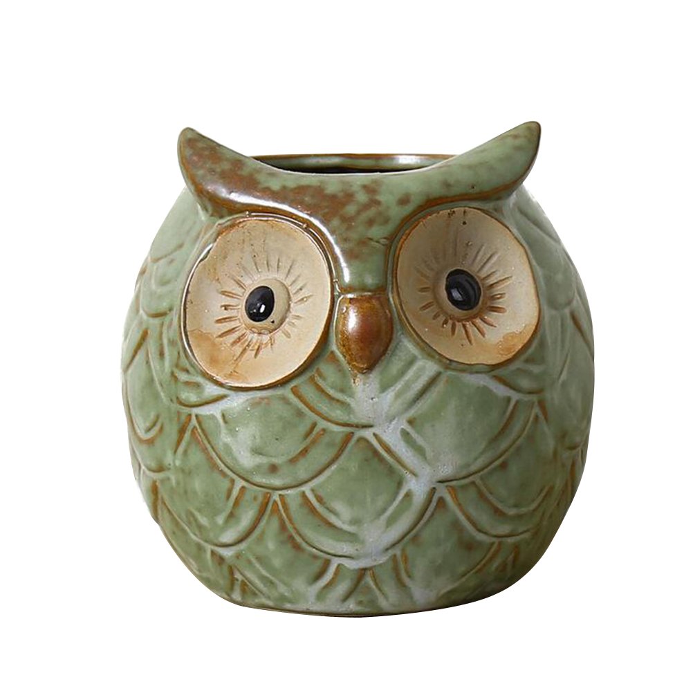 VORCOOL - Vaso da fiori a forma di gufo, in ceramica