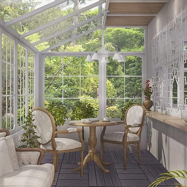 WOLTU WPC Composite Decking Tiles Set of 11 Interlocking Wood Effect Terrace Tiles Flooring with Click System - Light Grey, 30 x 30 cm, GTF001hgr
