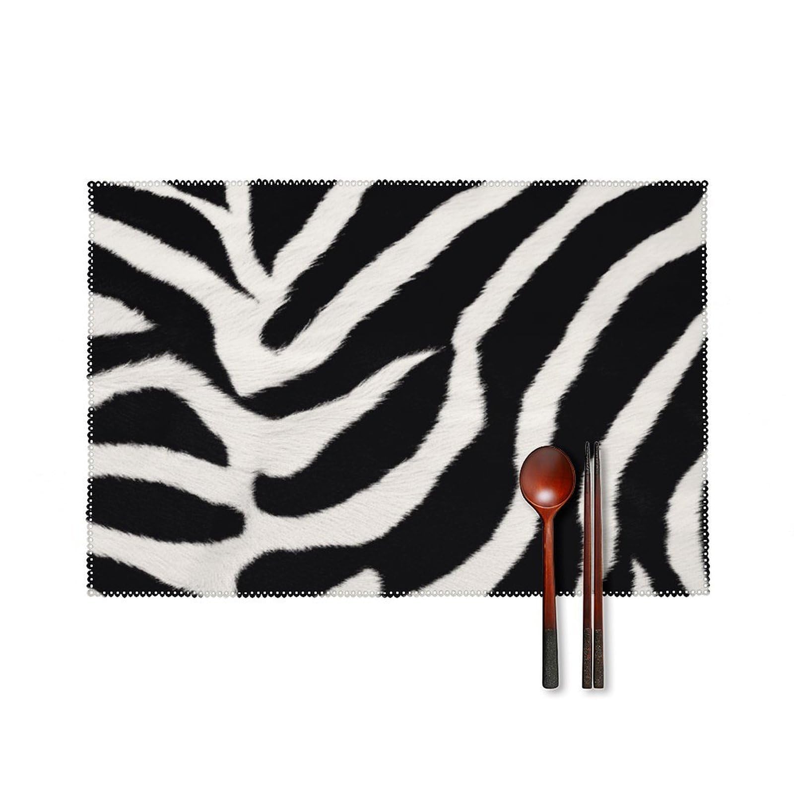 Zebra Animal Placemats Set of 4 Heat Resistant Non-Slip Place Mats for Dining Table Washable Placemat Wipeable Dining Table Mat Canvas Place Mats Dining Table Decor