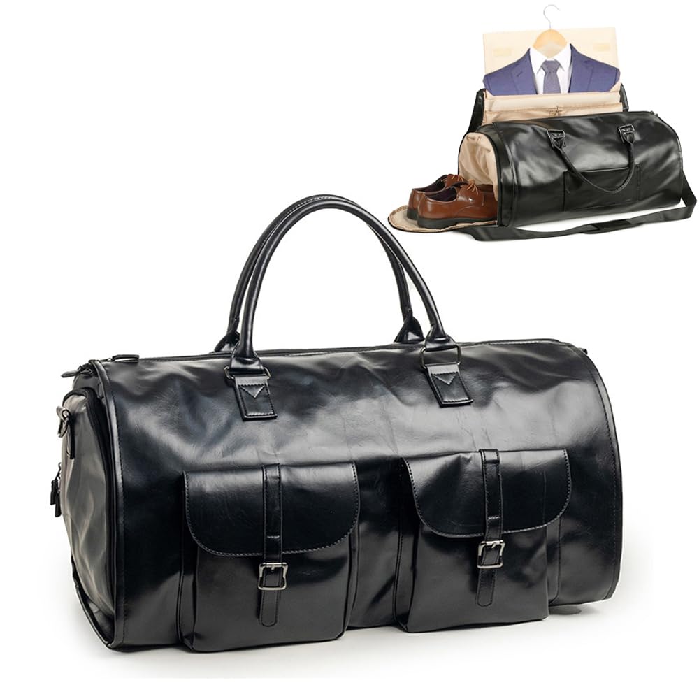 Garment Bag for Travel Unisex 2 en 1,Bolsa de Traje,Bolsa de Ropa Convertible,Bolsa de Viaje Plegable,Impermeable,Portatrajes hombre viaje y mujer,para Viajes,escapadas,Viajes de Negocios (Black)