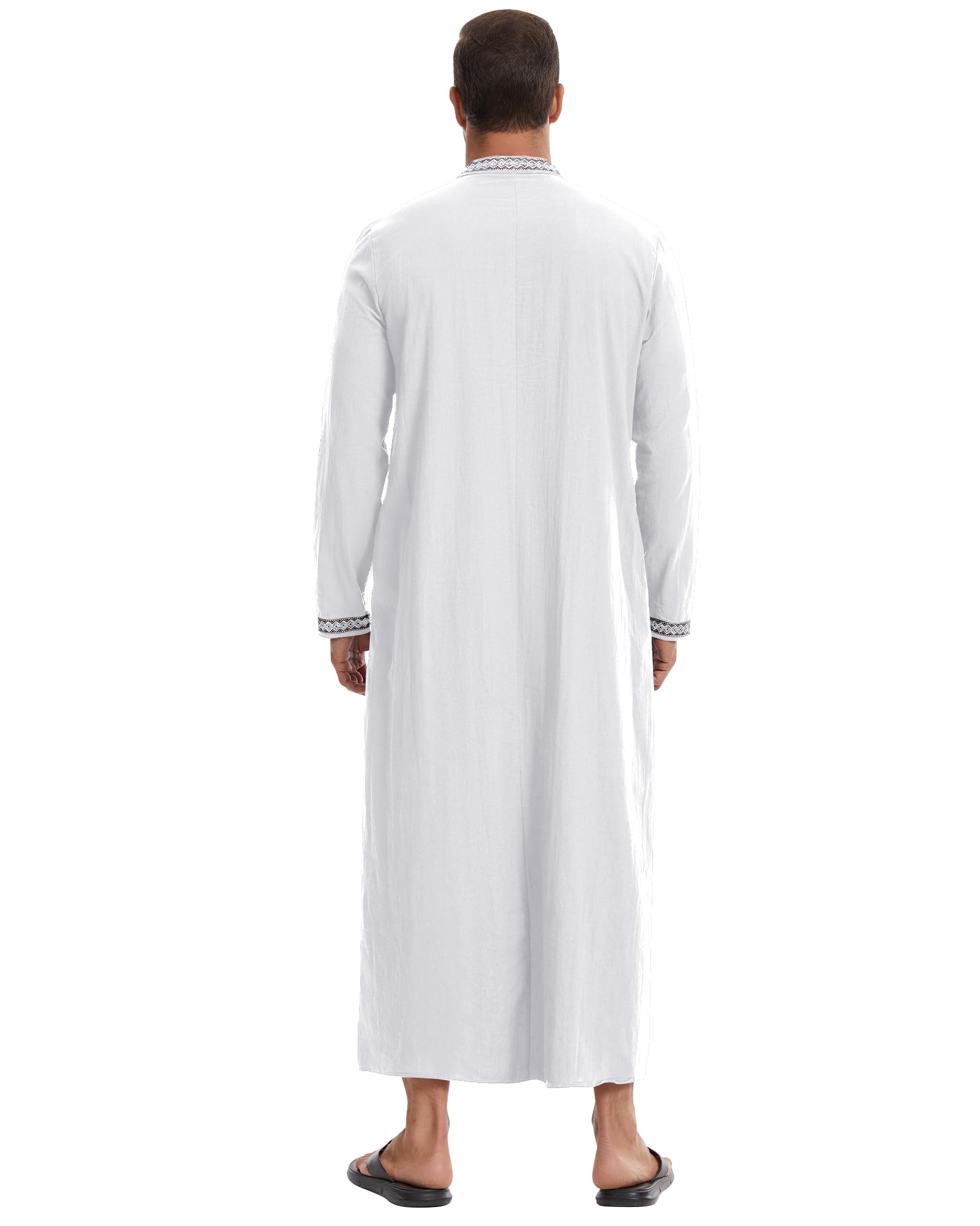NANAMEEI Caftano Uomo Manica Lunga Con Tasche Abbigliamento Islamico Preghiera Abbigliamento