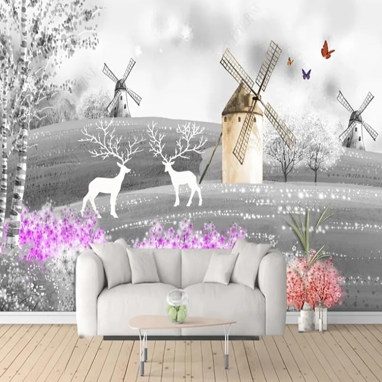 Papier peint plante tropicale bleu pour moderniser un mur de salon sans faire de gros travaux
