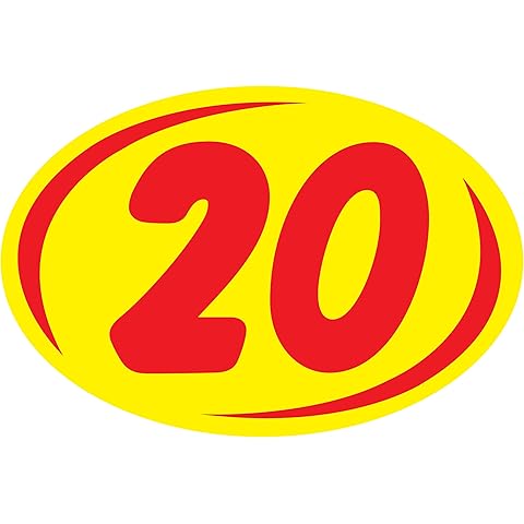 Bold Year Model Signs Black and Chartreuse, Oval, Adhesive Windshield Year Model Sign, Durable, Waterproof Vinyl EZ-Line EZ226 (Red Yellow, 2020)
