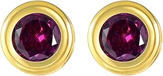 Natural Rhodolite Garnet Stud Earrings 18K Gold Vermeil, January Birthstone, 2nd Anniversary