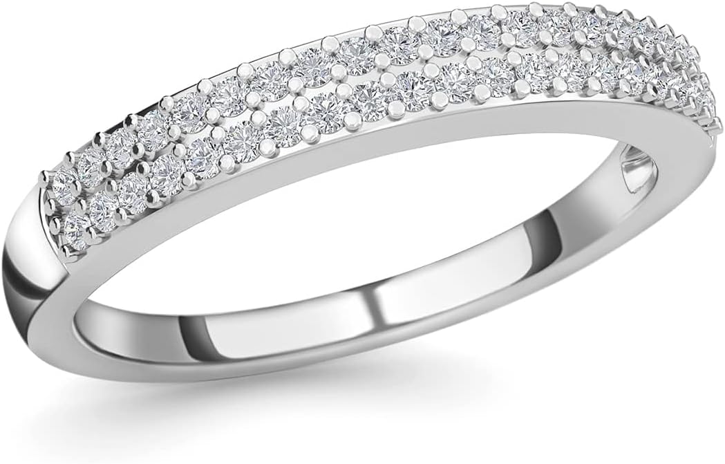 Diamond Rings for Womens in Platinum Plated 925 Sterling Silver Band Ct 0.25 I3 - Cute Women Rings Her Statement Jewelry - Engagement, Wedding, Anniversary - Birthday Christmas Gifts for Women