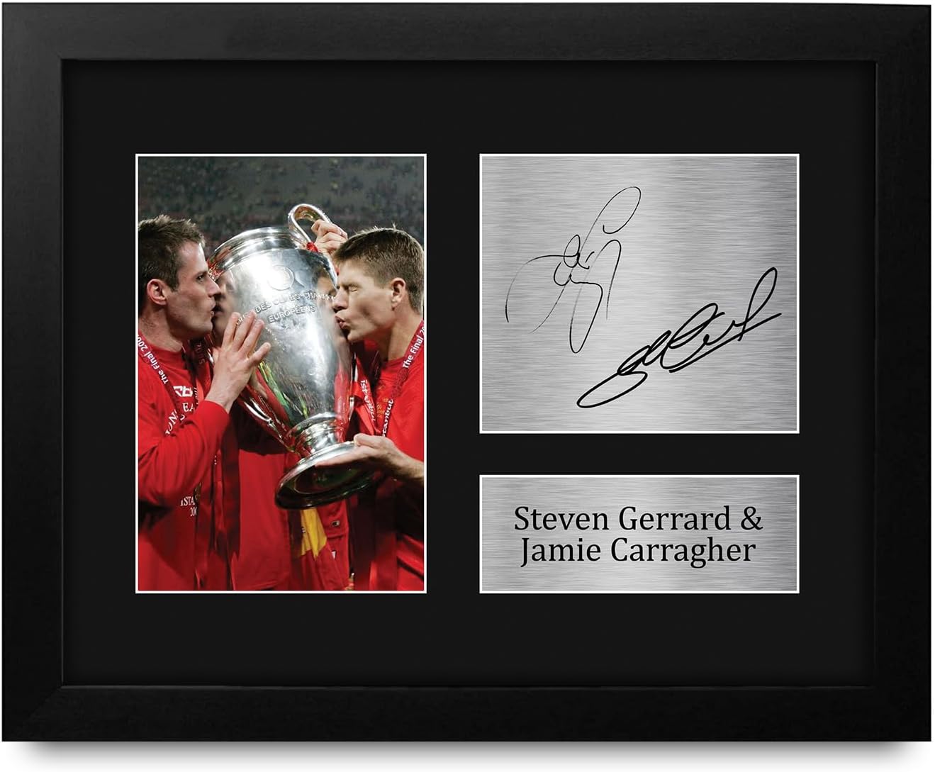HWC Trading Steven Gerrard & Jamie Carragher Liverpool Gifts Printed Signed Autograph Picture for Soccer Fans and Supporters - US Letter Framed (ID-007966)