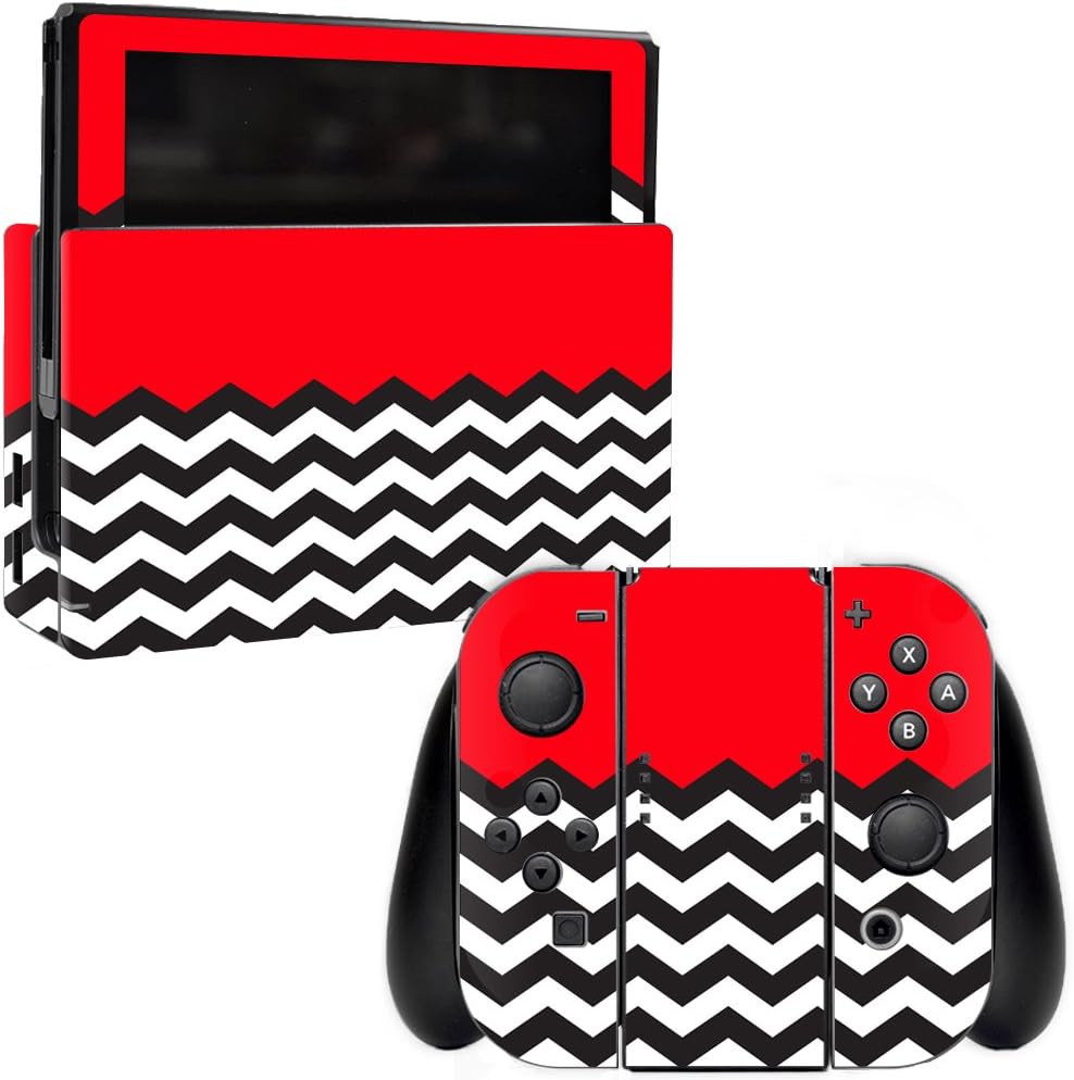 MightySkins Skin Compatible with Nintendo Switch - Red Chevron | Protective, Durable, and Unique Vinyl Decal wrap Cover | Easy to Apply, Remove, and Change Styles | Made in The USA