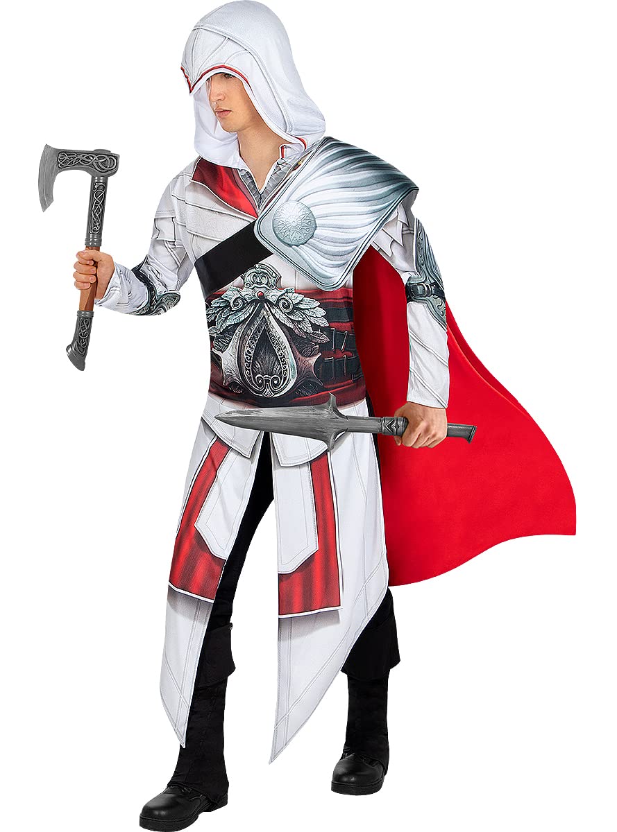 Funidelia | Kostium Ezio Auditore Assassins Creed męskI Męskie Gry Video Filmy i seriale Assassin's Creed - Strój dla dorosłych i zabawne akcesoria na imprezy karnawał i Halloween - Siwy/Srebrny