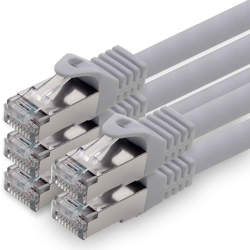 1aTTack.de 10m - grau - 5 Stück CAT.7 Netzwerkkabel Patchkabel SFTP PIMF LSZH Gigabit Lan Kabel 10Gb s cat7 Rohkabel mitRJ45 Stecker Cat6a kompatibel zu CAT5 CAT6 cat7 cat8
