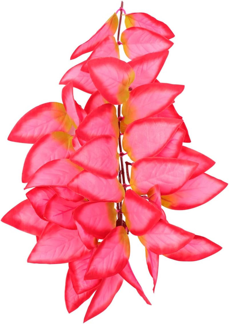 POPETPOP Aquarium Leaves Decoration Fish Tank Vine Plant Colorful Vine Leaves for Fish Tank Underwater Pet Nest Decor (Red)