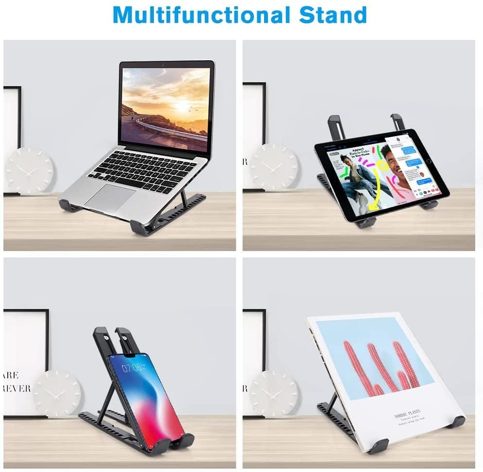Image of SOOPII Laptop Stand + Detachable Mobile Stand, Computer Stand, Ergonomic ABS Laptop Stand /Riser for Desk, with Heat-Vent Design, Compatible with Mac Book, Air, Pro, Dell XPS, Alien Ware, All Laptops