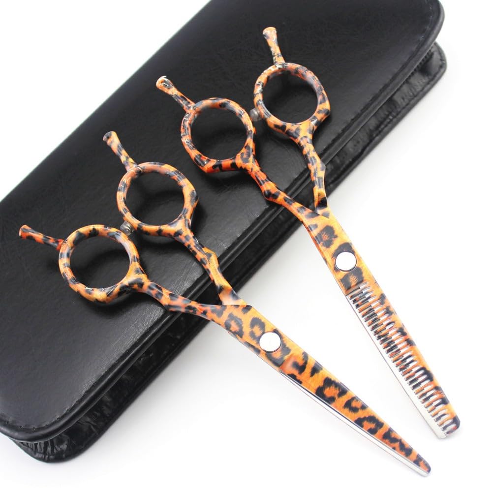 Tijeras para Cortar el Cabello, Tijeras Profesionales de cerámica de Leopardo de Acero JP 440c de 5,5 Pulgadas para Cortar el Cabello, Tijeras de peluquería, Juego de Tijeras de peluquería