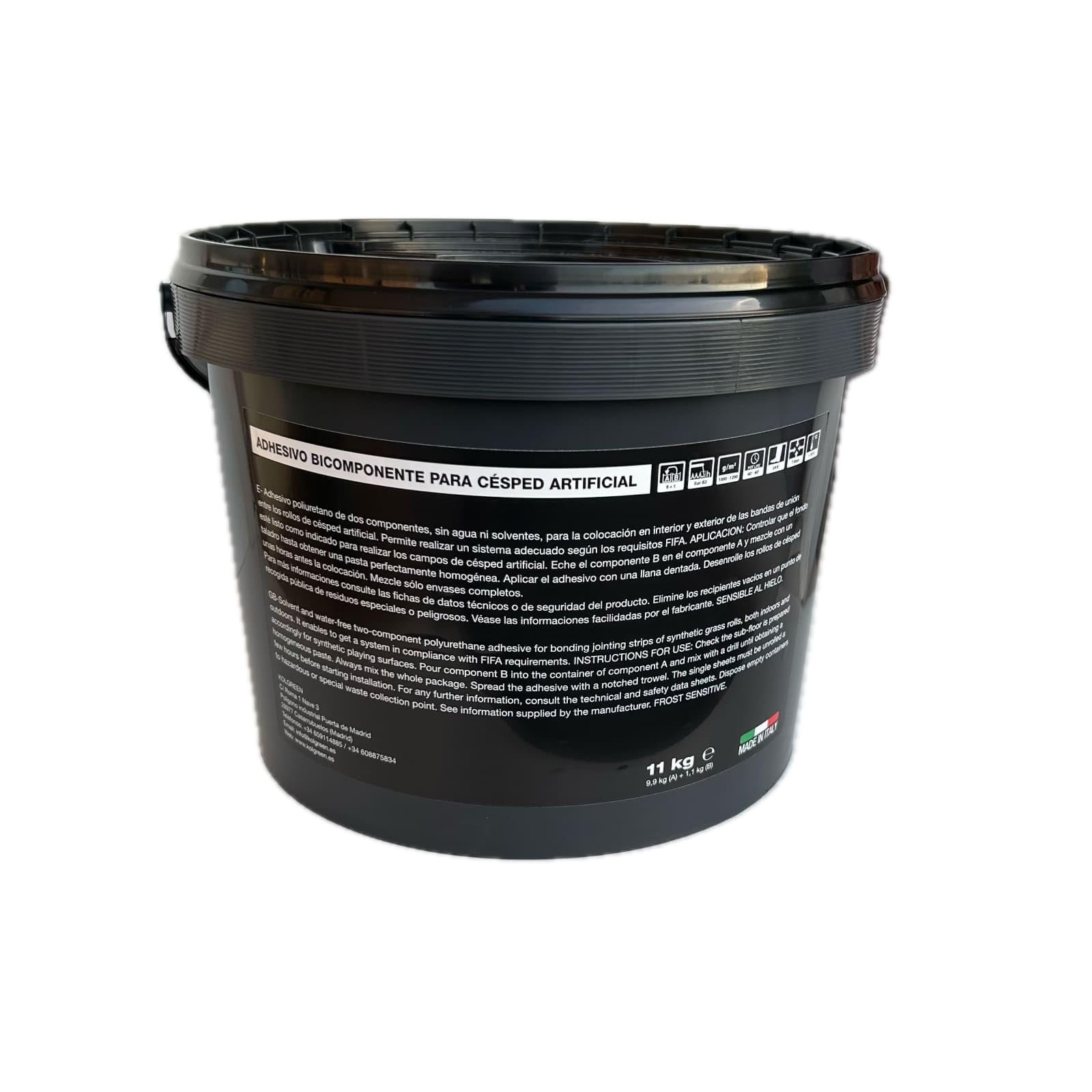 (11 kg en total) - Adhesivo Bicomponente de Poliuretano para Césped Artificial y suelos de Caucho, Ideal para uso interior y exterior, Color Verde