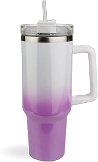 40 oz Handled Tumbler Shimmer Ombre- White & Purple