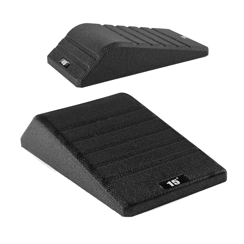2pcs Board de Rampe D'Allume pour Le Bloc de Cale de Squat Non Coulée Non Glissante Rise Un Équipement de Yoga Professionnel Noir
