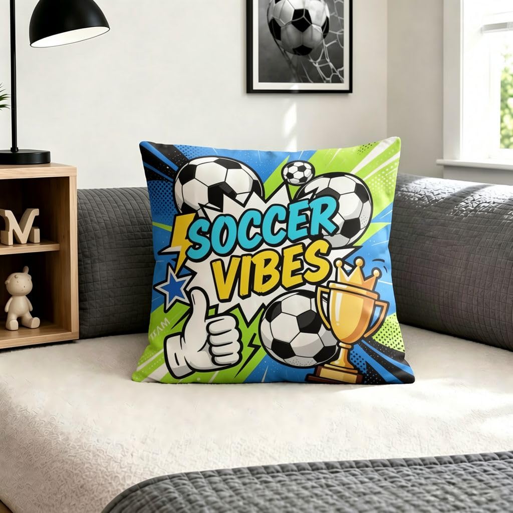Soccer Sporty Aura Boho Pillow Covers -20x20