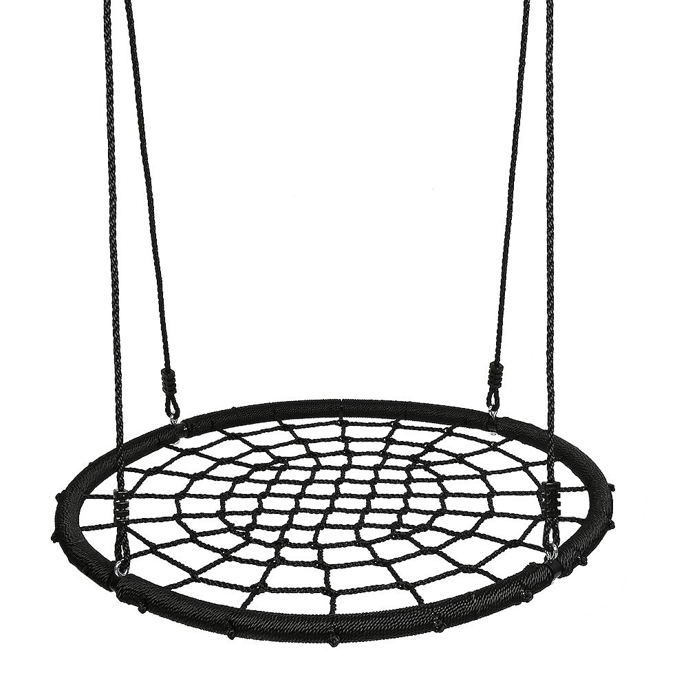 Balançoire nid d'oiseau Rond, Balançoire Enfant Chaise Hamac Suspendue pour Jardin, Balancoire Interieur et Exterieur (Noir)