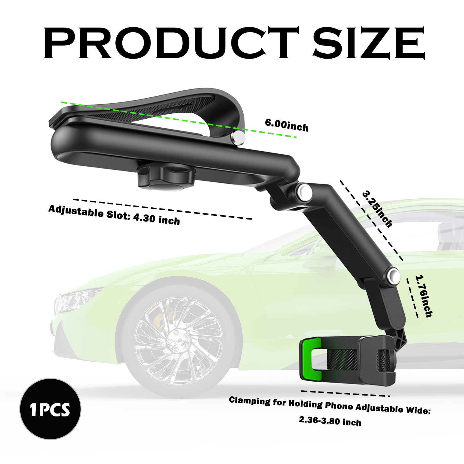 Sun Visor Phone Holder for Car,360° Swivel Adjustable Sunvisor Phone Holder for Car for Easily Phones Checking,Foldable Cars Phones Holders with 180° Retractable Arm