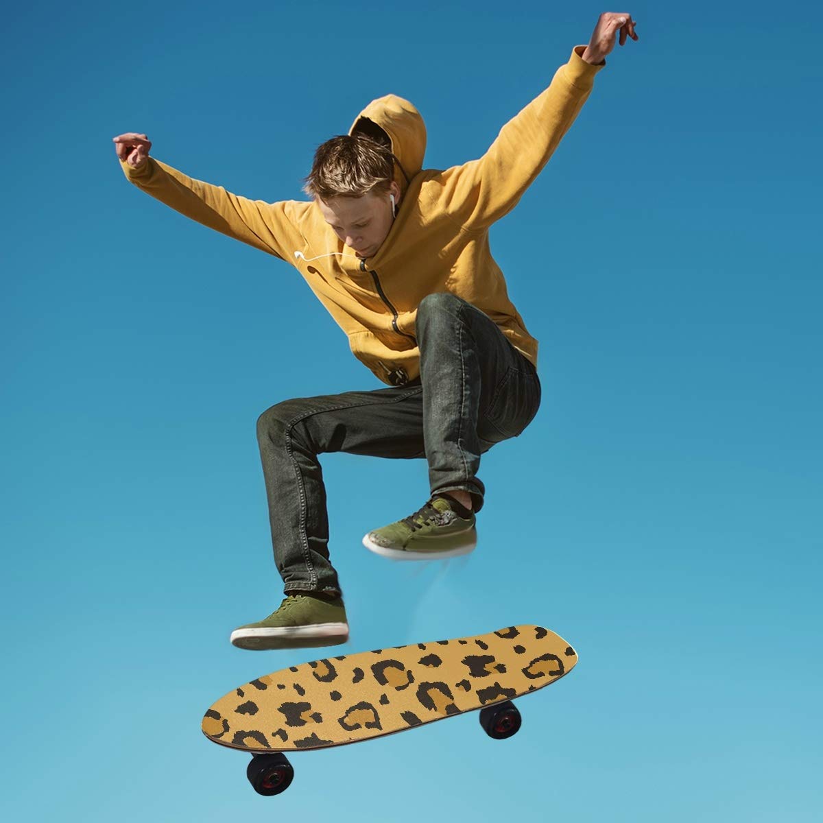 KAAVIYO Imprimé Peau De Léopard Grip de Skateboard Bande Grip Antidérapante, Auto-adhésif Griptape de Longboard,sans Bulles,Peut êTre Coupé(9x33in,44x10in 1pcs